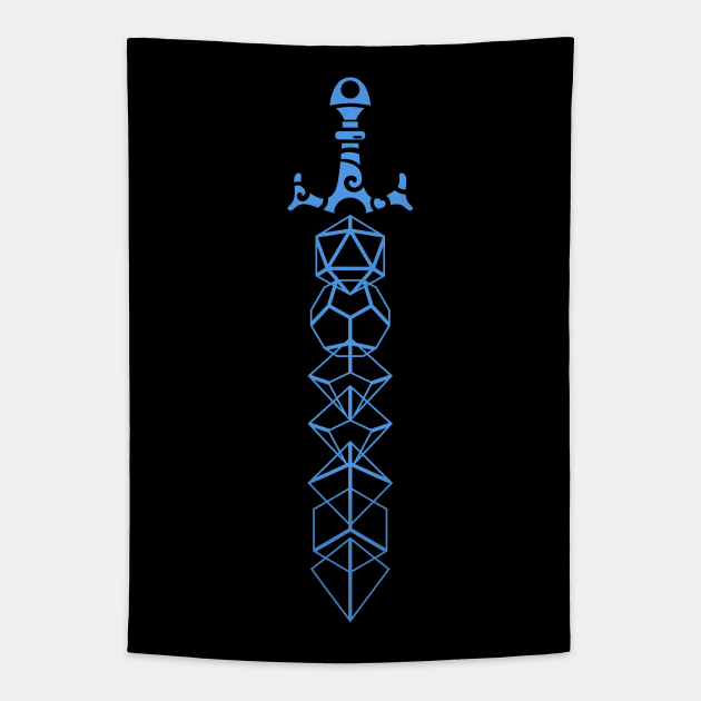 The Polyhedral Dice Collector's Blue Sword Tapestry by dungeonarmory