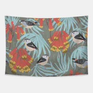 Small birds and trumpet flower Tapestry