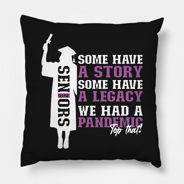 Pandemic Graduation | White And Pearly Purple Text Funny Graduation Pillow by Estrytee