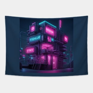 Cyberpunk Hotel Tapestry