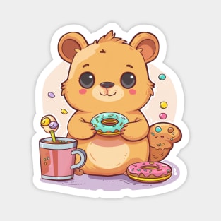 Cute Quokka eating doughnut Magnet