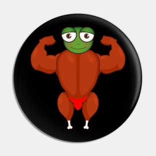 Frog Chicken Bodybuilder Body Builder Strong Man Pin
