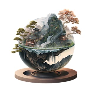 Isometric Globe and Tree: A Majestic Scene T-Shirt