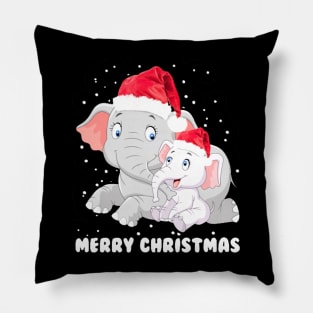 Merry Christmas Elephant Pillow