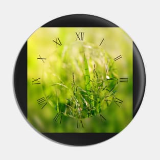 Green grass meadow with a touch of yellow sunbeams Pin