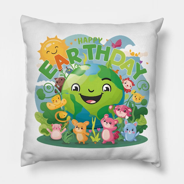 Happy Earthday Pillow by Inktopolis