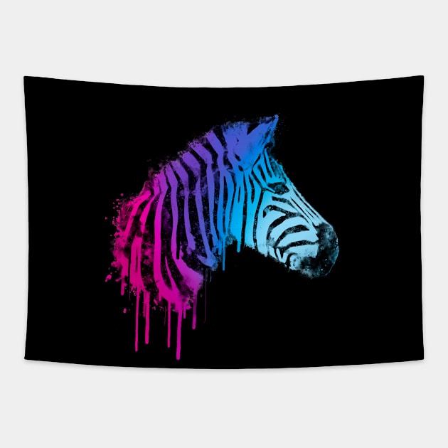 Dramabite Zebra Watercolor Artsy Gift for Horse Wildlife Lovers Tapestry by dramabite