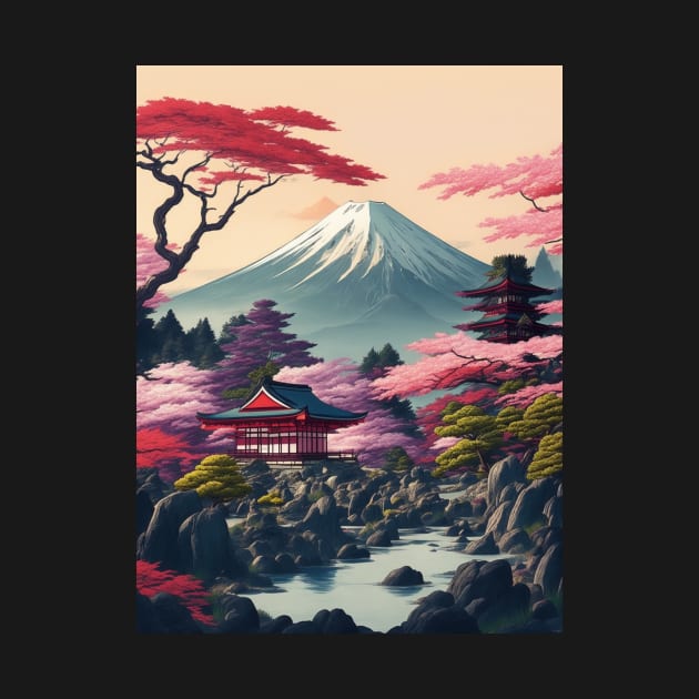 Serene Mount Fuji Sunset - Peaceful River Scenery by star trek fanart and more