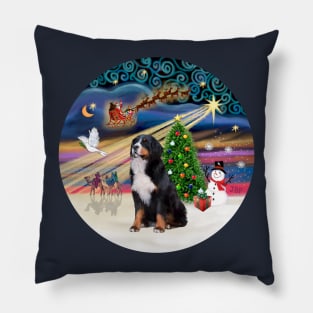 "Christmas Magic" with a Bernese Mountain Dog Pillow