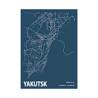 Yakutsk Blueprint Street Map, Yakutsk Colour Map Prints T-Shirt