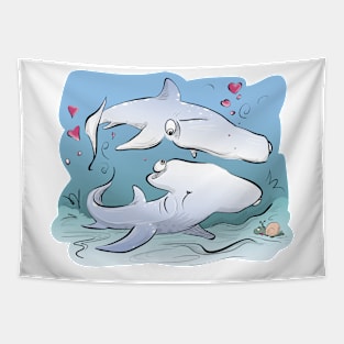 Hammerhead Couple (Color) Tapestry