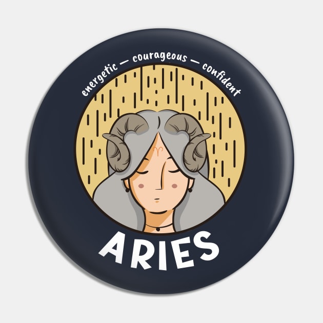 Aries Zodiac Girl Pin by Whimsical Frank