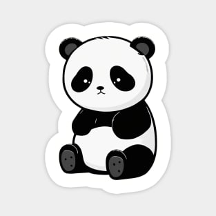 Sad Panda - Black and White - Cute Animal Magnet