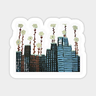 blue skyline with roof gardens Magnet