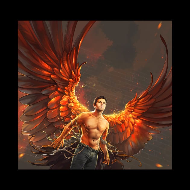 Castiel with Fire Wings by GioGui