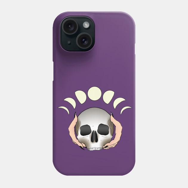 Moon Phase Skull Light Skin Phone Case by Heather Dorsch Creations