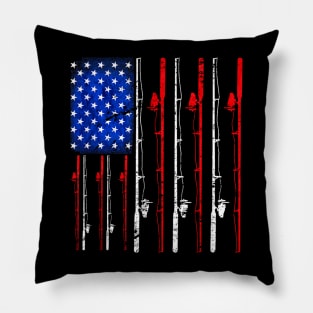 American Flag Fishing Rod Fishing Lover Pillow