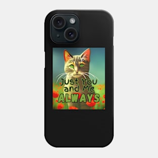 cat in the middle of a poppy field Phone Case