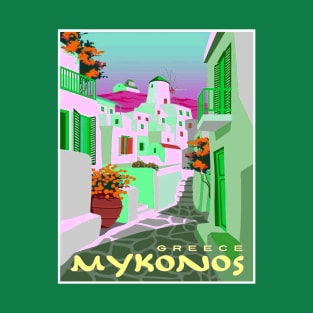 Mykonos Greece Colorful Abstract Surreal Travel and Tourism Print T-Shirt