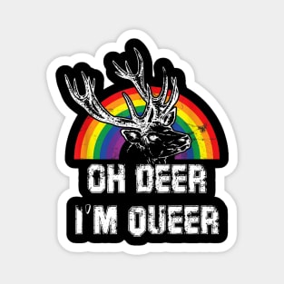 Funny Gay Pride Oh Deer I'm Queer LGBT Rainbow Magnet