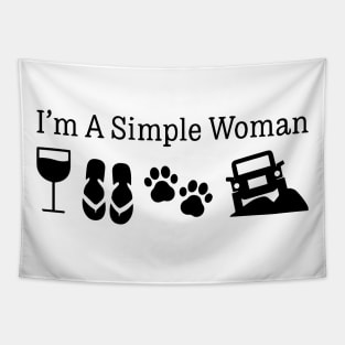 Womens I'm A Simple Woman: Love Wine Flip Flops Dog 4X4 Tapestry