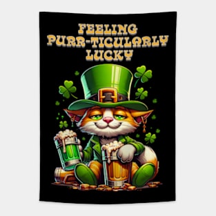 St Patricks day leprechaun cat - Feeling purr-ticularly lucky Tapestry