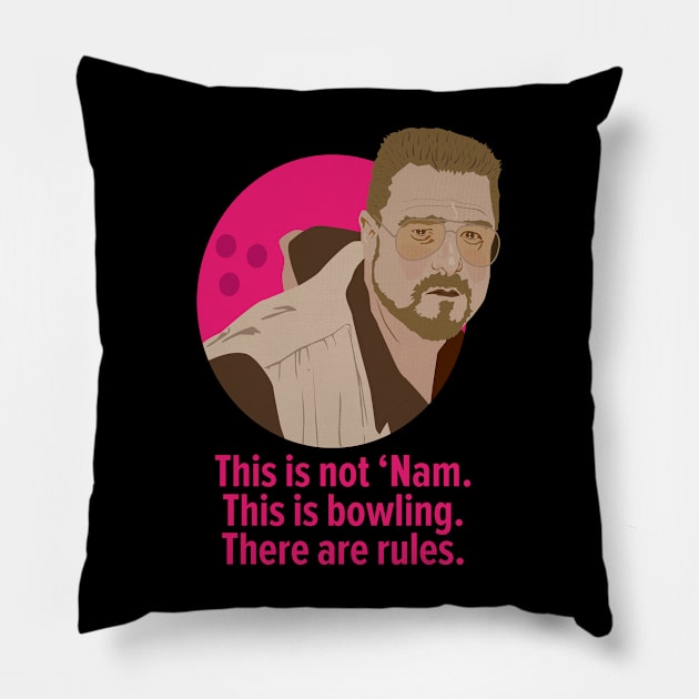 Walter Sobchak - Bowling Rules in 'The Big Lebowski' Tribute Pillow by Boogosh