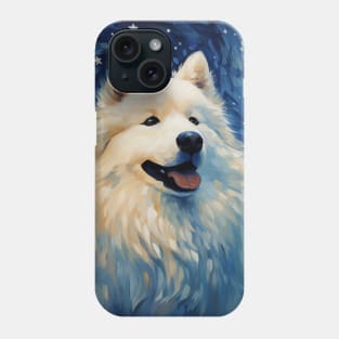 Samoyed at Night painting Phone Case