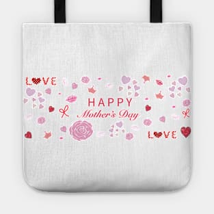 Hand drawn abstract roses, hearts, love, lips, kiss collage banner Tote