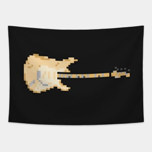 Pixel Worn Out Cream Blues Guitar Tapestry