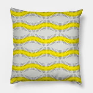 Yellow and black wave lines Pillow