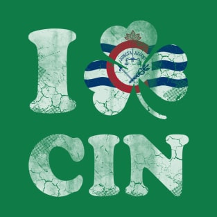 Cincinnati Ohio Flag Shamrock St Patricks Day T-Shirt