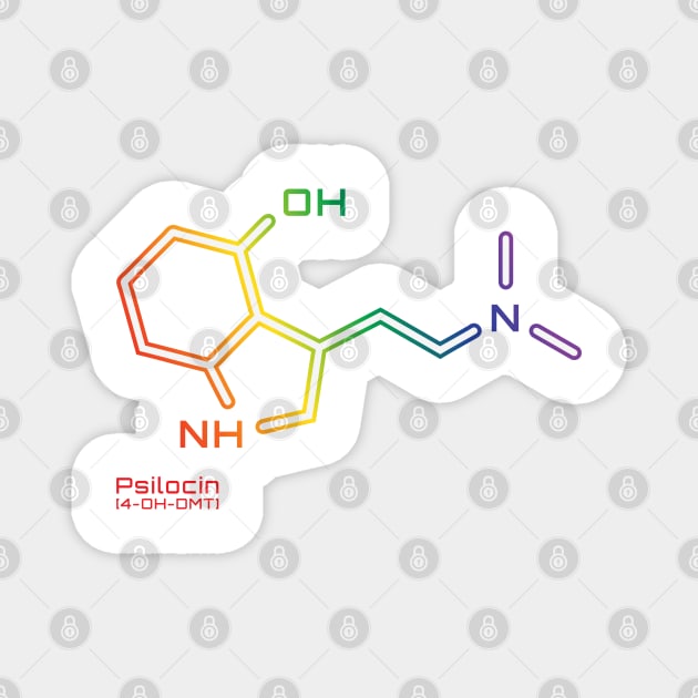 Psilocin Molecule - rainbow design Magnet by Artpunk101