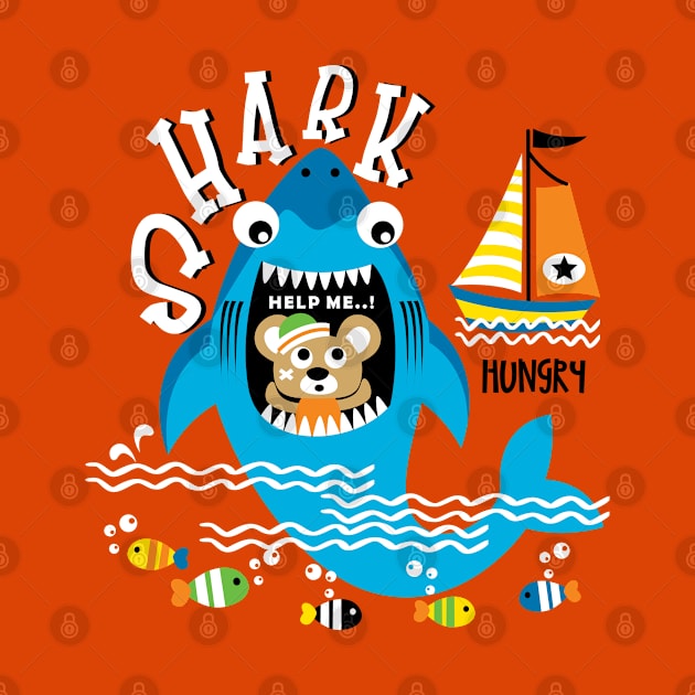 Shark Bear Mouth Cartoon by Mako Design 