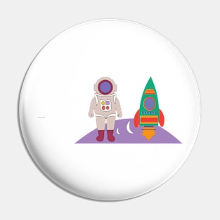 astronaut and rocket Pin