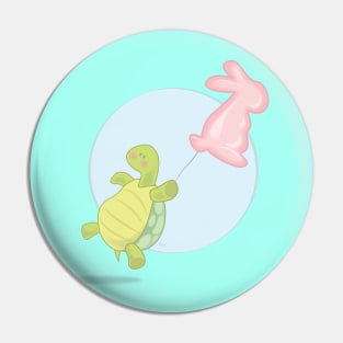 A Turtle With A Pink Hare Ballon Pin