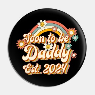 Soon To Be Daddy Est. 2024 Family 60s 70s Hippie Costume Pin