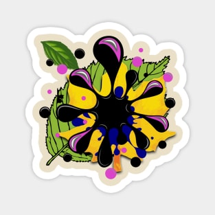 Paint splash on two leaves Magnet