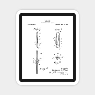 Paper Clip Patent - Teacher Office Secretary Art - White Magnet