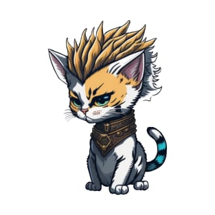 Rock n Roll Metalhead Punk Cat with Mohawk Hairstyle T-Shirt