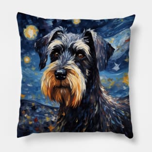 Standard Schnauzers Embracing The Starry Night Pillow