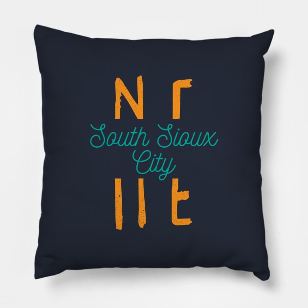 South Sioux City Nebraska Typography Pillow by Commykaze