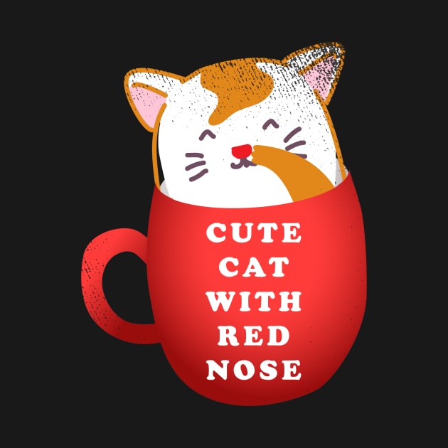 Cute Cat With Red Nose by Calisi