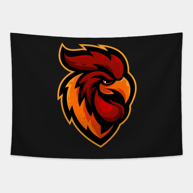 Rooster illustration mascot design Tapestry by Wawadzgnstuff