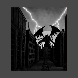 Cthulhu City Black and White T-Shirt