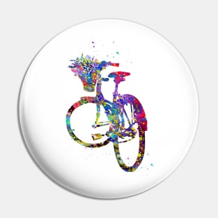 Bicycle with Flower in Basket Pin