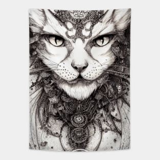 Cat Pet Wild Nature Illustration Line Epic Illustration Line Art Tapestry