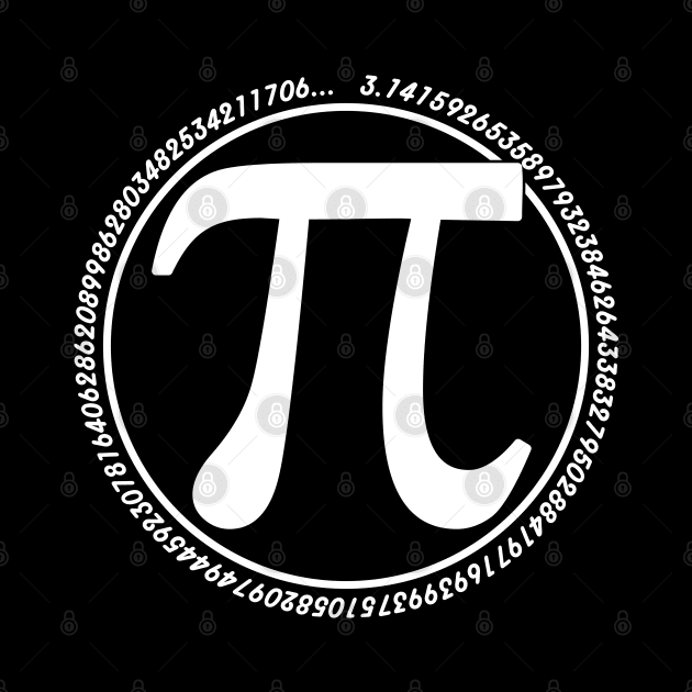 Round Pi symbol White on Black mod long Pi Greek by Lefteris