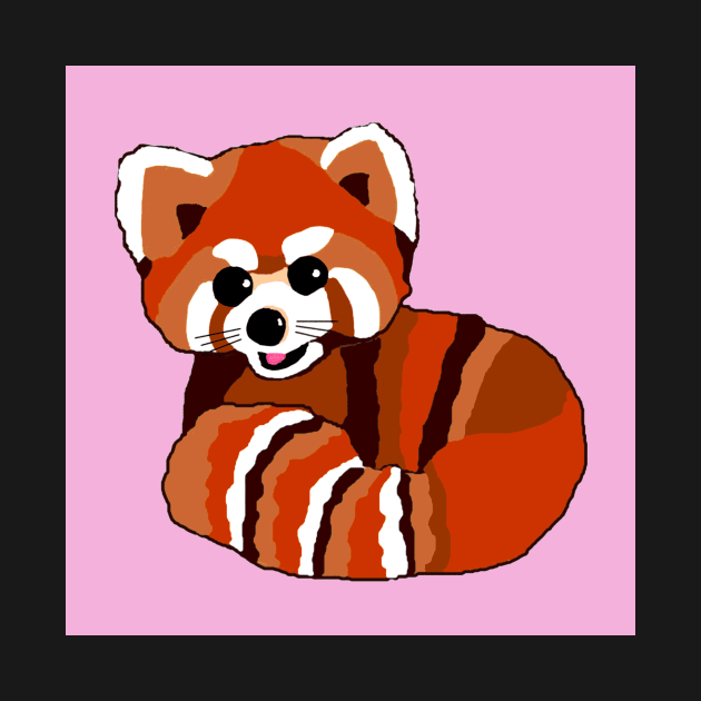 Red panda print on pink by bettyretro