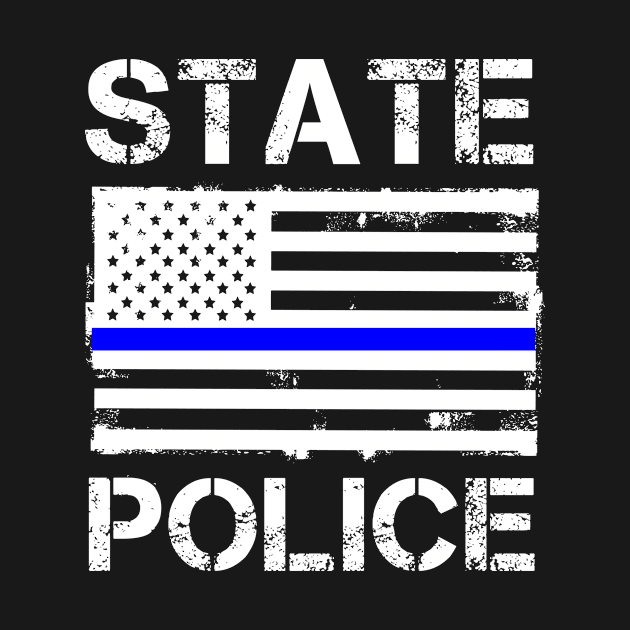 State Police Thin Blue Line US Flag Law Enforcement Gift Idea by tharros